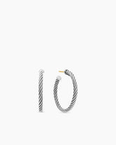 Cable Hoop Earrings in Sterling Silver, 1in